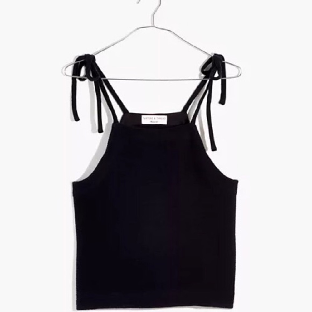 Madewell tie-shoulder tank black L